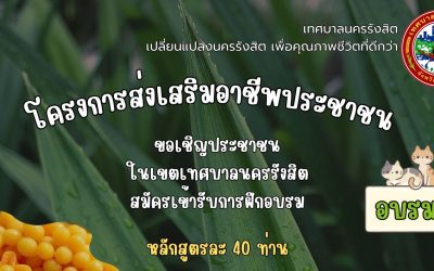 อเชิญชวนประชาชนในเขตเทศบาลนครรังสิต เข้าร่วมโครงการส่งเสริมอาชีพประชาชน