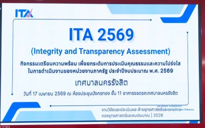 กิจกรรมเตรียมความพร้อม เพื่อยกระดับการประเมินคุณธรรมและความโปร่งใสในการดำเนินงานของหน่วยงานภาครัฐ (ITA) ประจำปีงบประมาณ พ.ศ. 2569 ::  วันที่ (17 เม.ย. 2569) เวลา 13.30 น. ณ ห้องประชุมมังกรทอง ชั้น 11 อาคารจอดรถ เทศบาลนครรังสิต